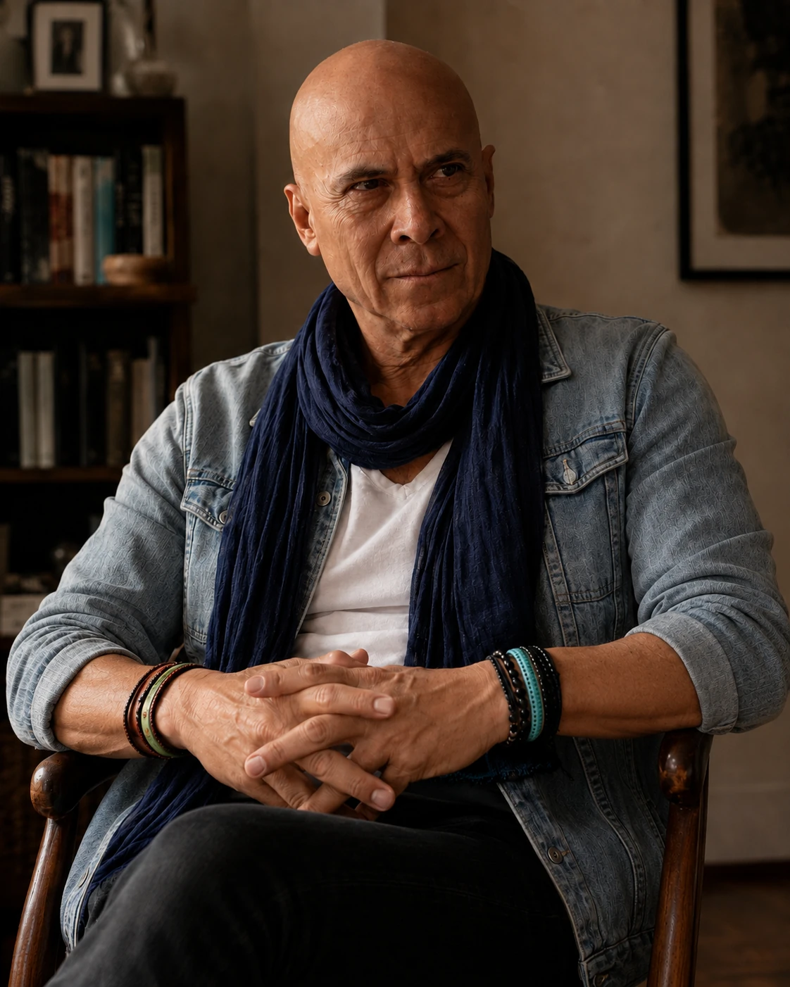 César Naranjo sentado, en retrato editorial.